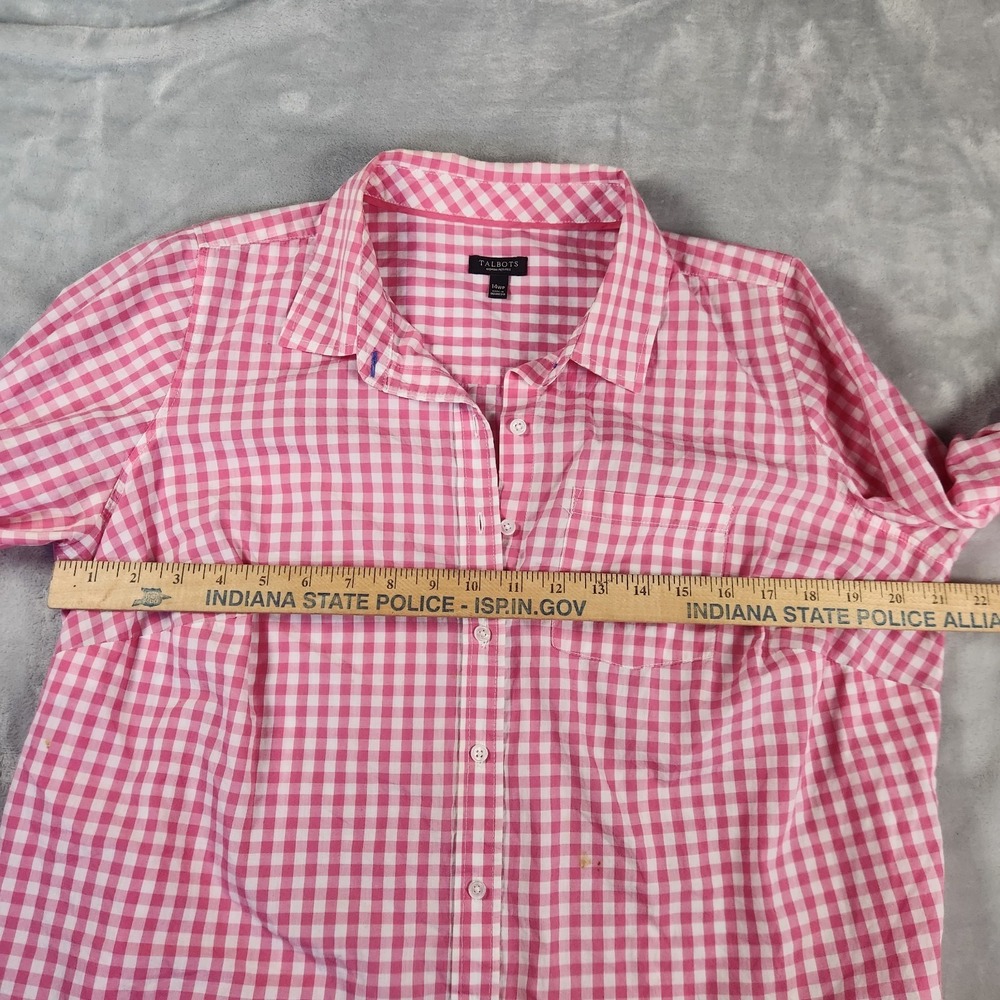 Talbots Gingham Button Down Shirt 14WP Pink‎ White Cottagecore Classic Preppy - Picture 4 of 6